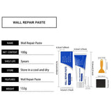 Kit de Reparação de Drywall com Raspador, Pasta para Preenchimento de Buracos e Fissuras, Agente de Reparação de Secagem Rápida, Resistente ao Bolor, Ferramenta para Restauro de Casas