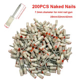 200 pregos de aço sem revestimento de 25 mm/32 mm/42 mm para mini pistola de pregos manual, ferramenta elétrica, bucha de parede, ranhura para arame para mini pistola de pregos de 7,3 mm