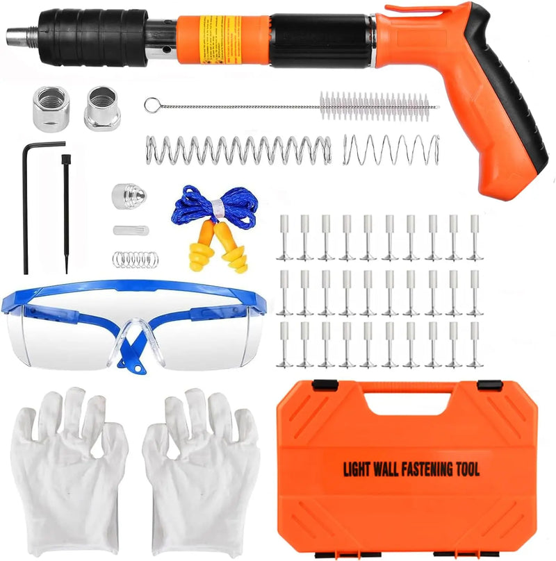 Mini pistola de pregos manual em aço para betão e metal, ferramenta de rebitagem em aço, dispositivo para ranhuras de ancoragem em paredes, para processos de tração potentes.