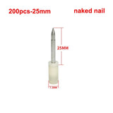 200 pregos de aço sem revestimento de 25 mm/32 mm/42 mm para mini pistola de pregos manual, ferramenta elétrica, bucha de parede, ranhura para arame para mini pistola de pregos de 7,3 mm