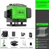 Nível laser 16 linhas, controlo remoto, autonivelamento 360°, feixe verde horizontal e vertical, nível laser 4D, ferramentas domésticas